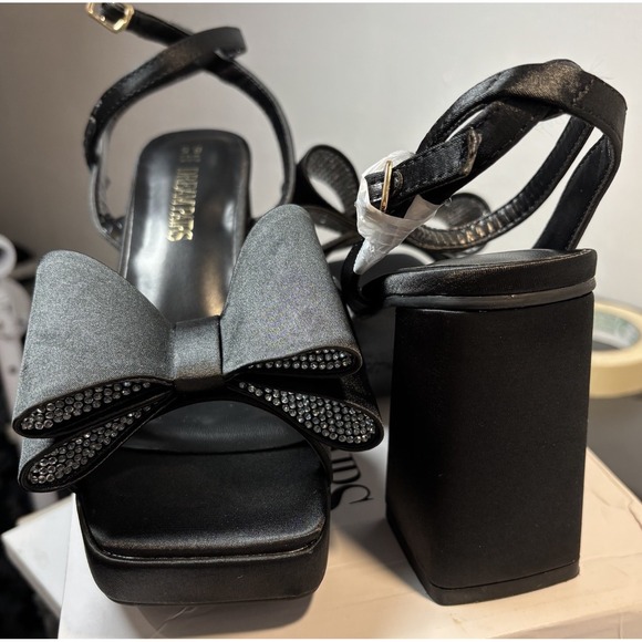 SHEIN Shoes - SHEIN Platform Rhinestone Bow Satin Sz 8.5 Party Formal Business Office Prom